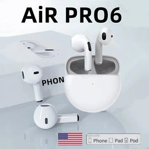 Original ar pro 6 tws sem fio bluetooth fones de ouvido mini vagens earpod fone de ouvido para xiaomi android apple iphone