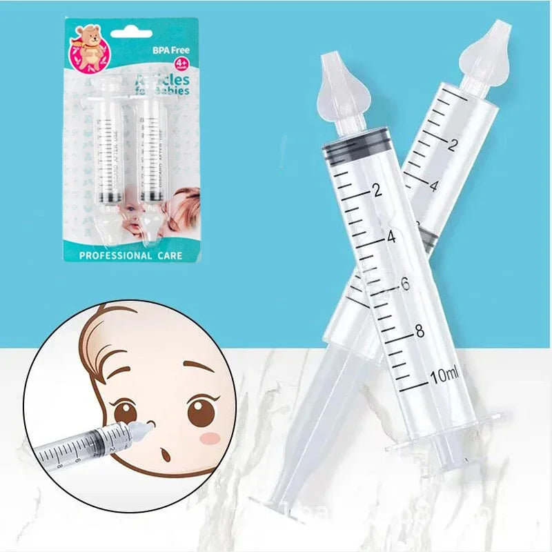 2 pçs bebê nariz lavagem para crianças bebê nariz limpador rinite nasal arruela tubo de agulha 10ml aspirador nasal seringa mais limpa