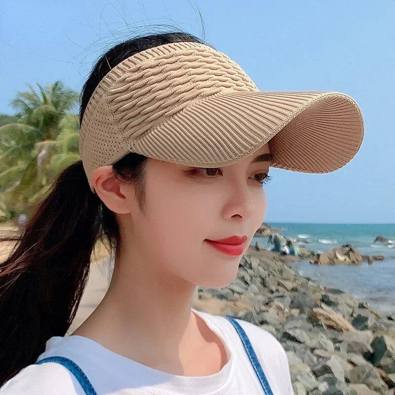 Female Spring/Summer Outdoor Sports Duck Tongue Hat with Empty Top, Student Sun Hat without Top, Sunshade and Sunscreen Cap