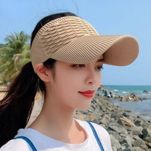 Female Spring/Summer Outdoor Sports Duck Tongue Hat with Empty Top, Student Sun Hat without Top, Sunshade and Sunscreen Cap