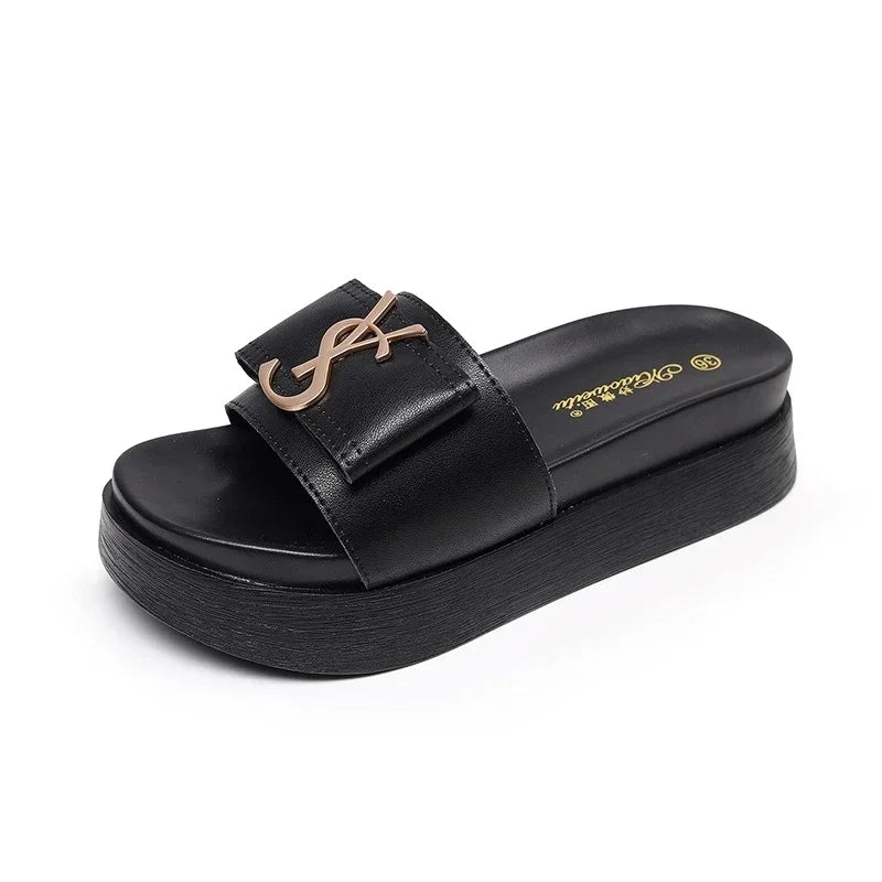 Summer New Platform Women Slippers Design Slides Fashion Letters Open Toes Ladies Shoes Casual Slipper Indoor Non-slip Slippers