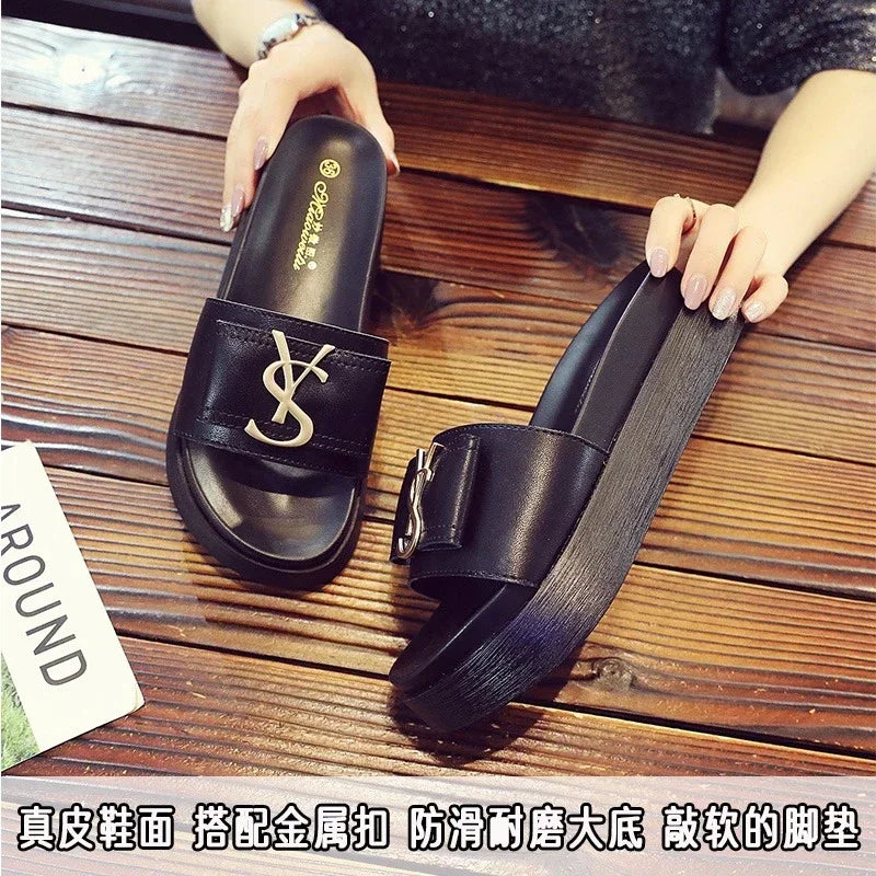 Summer New Platform Women Slippers Design Slides Fashion Letters Open Toes Ladies Shoes Casual Slipper Indoor Non-slip Slippers